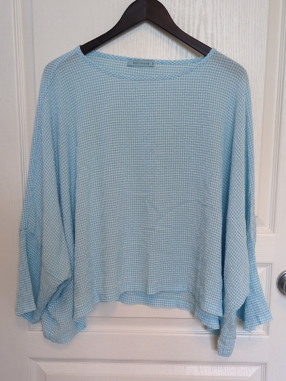 cut loose Light Blue Seersucker Check Relaxed Pullover